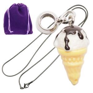Ice Cream Pendant Necklace Gift, Realistic Vanilla Scoop Jewelry, Mini Ice Cream